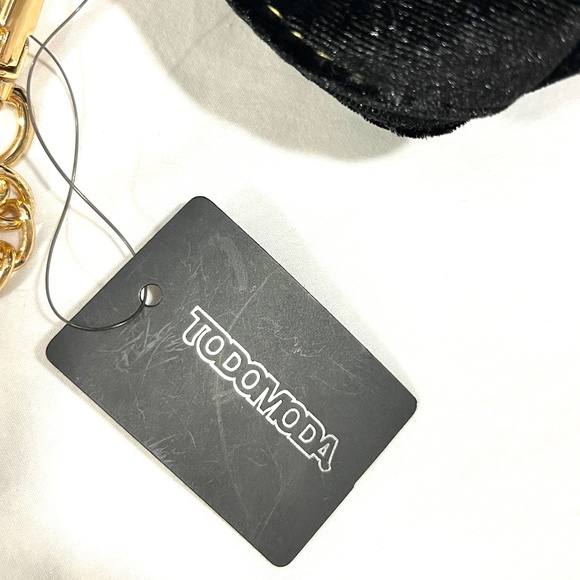 New TodoModa Black Velvet Cat Purse with Removable Chain - Picture 11 of 16